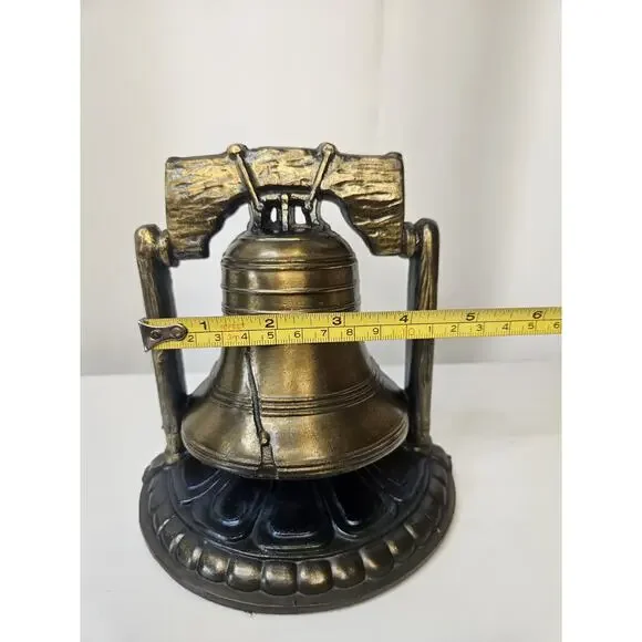Vintage SCC 1974 Liberty Bell Bookends Brass 6 Tall Marked USA